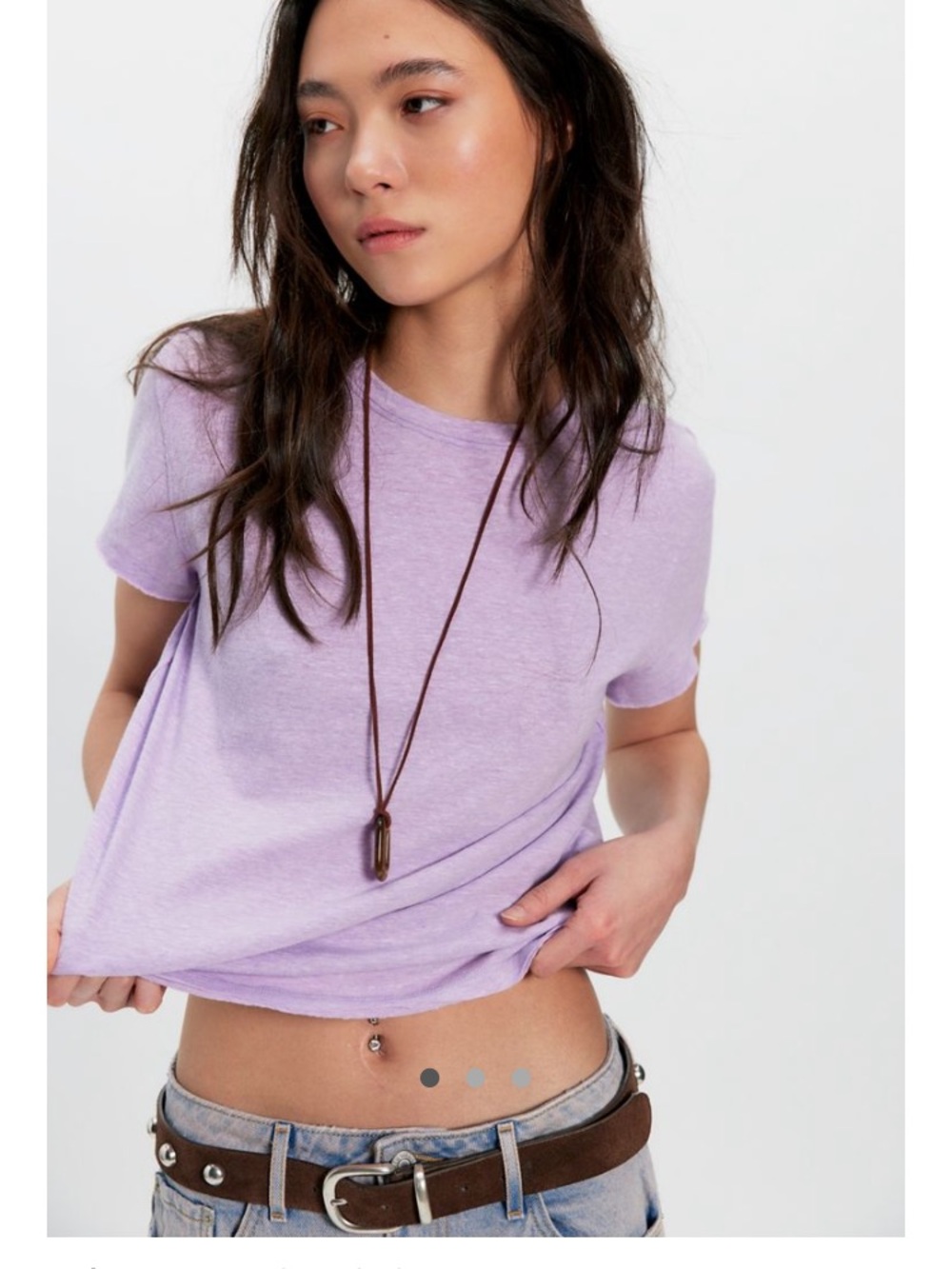 We The Free Lavender Crew Neck Short Sleeve Tee